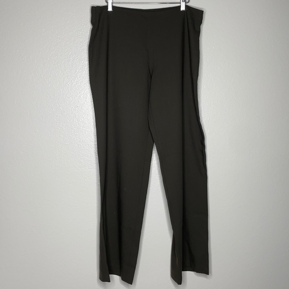 Eileen Fisher Olive Green Wide-Leg Stretch Pants